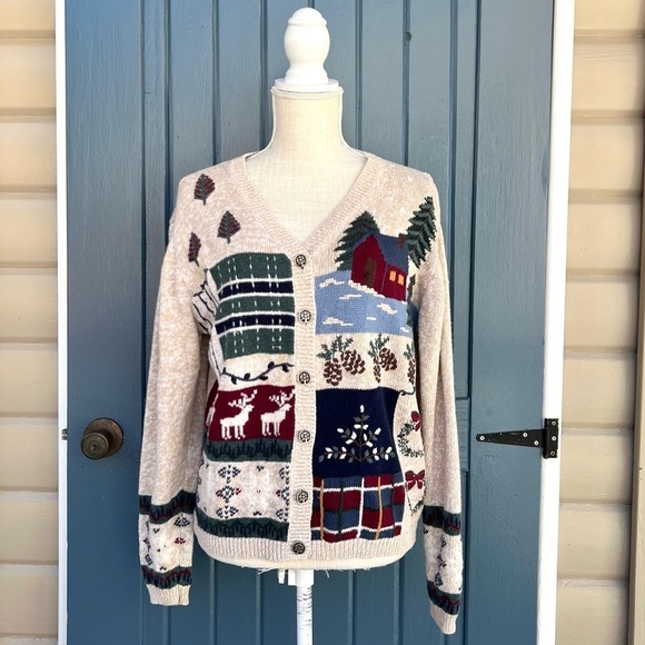Vintage 90s Northcrest Cardigan Sweater Women Size Medium 10-12 - Picture 1 of 8